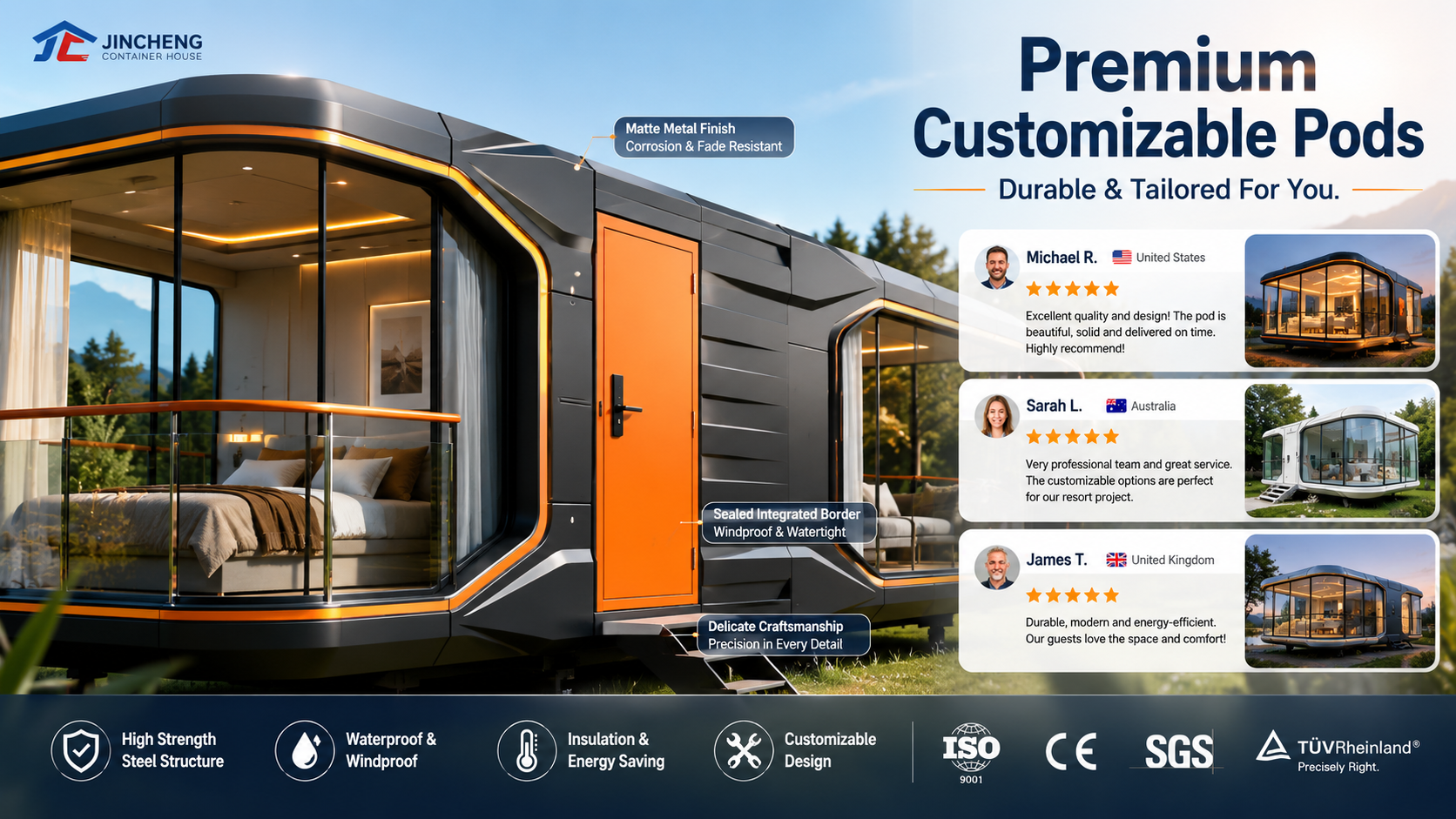 JINCHENG space capsule pod house for resort and glamping accommodation view 8