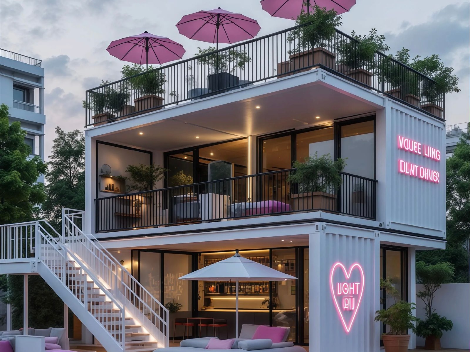 Container booths and kiosks